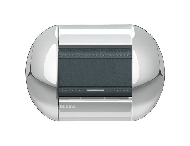 Placa de 1 interruptor Livinglight eliiptica color Cromo pulido 3 mod