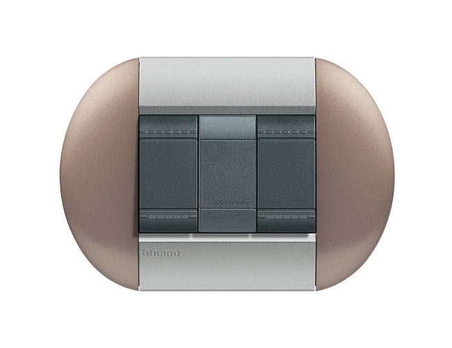 Placa de 2 interruptores Livinglight eliptica color Bronce 3 mod